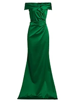 Satin Off-The-Shoulder Gown