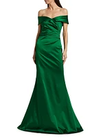 Satin Off-The-Shoulder Gown