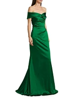 Satin Off-The-Shoulder Gown