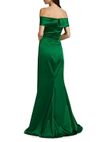 Satin Off-The-Shoulder Gown