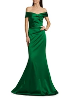 Satin Off-The-Shoulder Gown