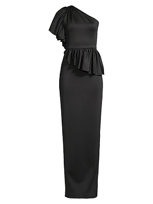 Noble One-Shoulder Column Gown