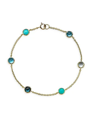 18K Green Gold & Multi-Gemstone Station Bracelet
