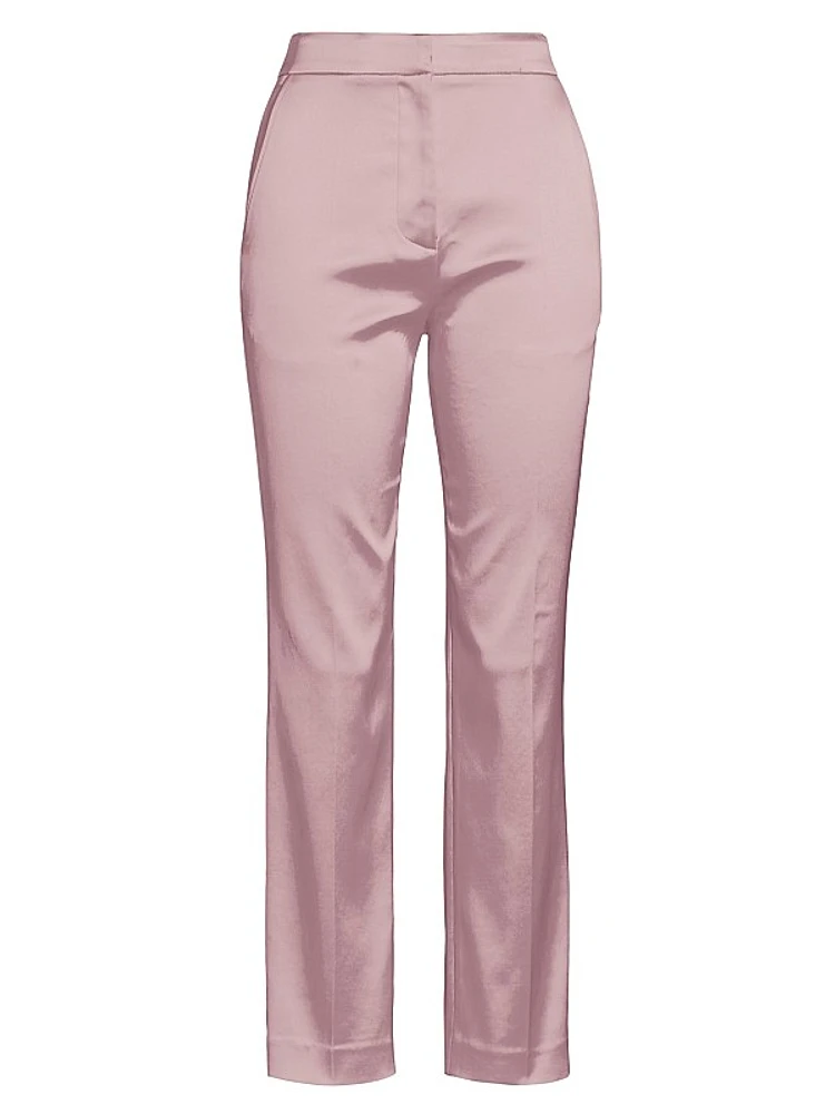 Satin Slim Cropped Pants