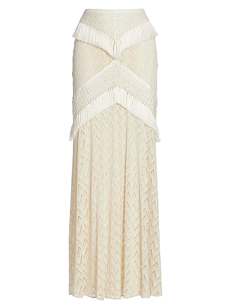 Fringe & Lace Maxi Skirt