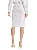 Crinkled Taffeta Pleated Skirt