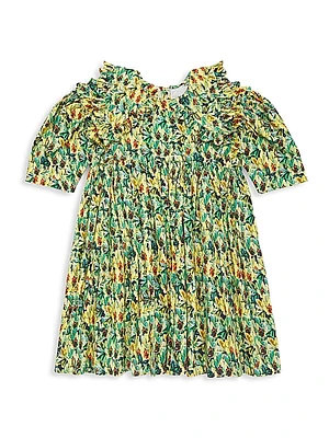 Little Girl's & Girl's Floral Collared Dress