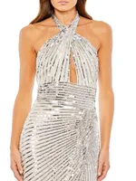 Sequined Halterneck Gown
