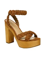 Gael Suede Braided Ankle-Strap Platform Sandals