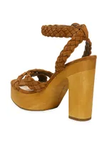 Gael Suede Braided Ankle-Strap Platform Sandals