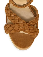 Gael Suede Braided Ankle-Strap Platform Sandals