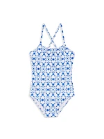Little Girl's & Ikat Medusa One-Piece Swimsuit