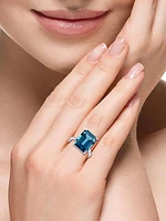 14K White Gold, Diamond & London Blue Topaz Ring