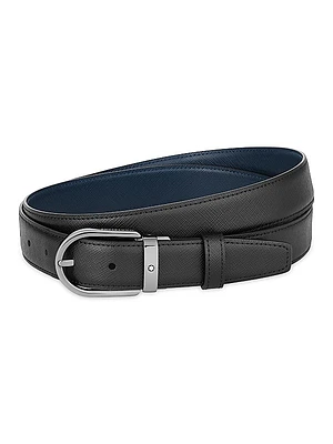 Horseshoe Buckle Cut-to-Size Reversible Leather Belt