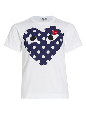 Polka Dot Heart-Print Cotton Jersey T-Shirt