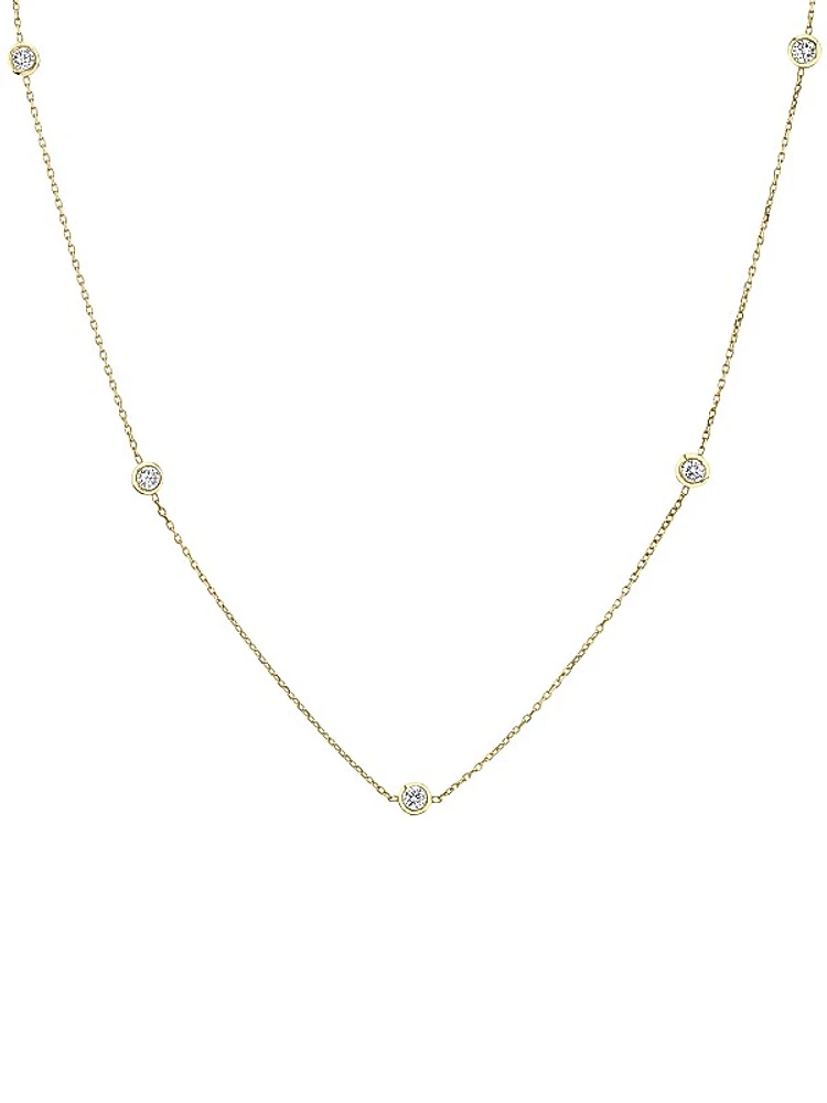 14K Yellow Gold & 0.50 TCW Lab-Grown Diamond Station Necklace