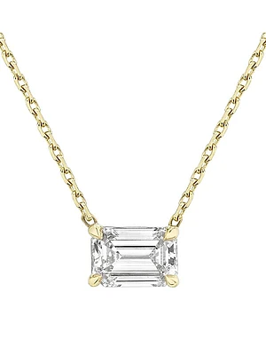 14K Yellow Gold & Emerald-Cut 1.00 TCW Lab-Grown Diamond Pendant Necklace