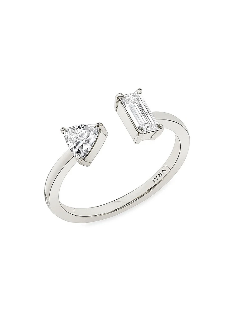 14K White Gold & 0.25 TCW Lab-Grown Diamond Cuff Ring