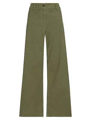 Megan Brushed Stretch Twill Wide-Leg Pants