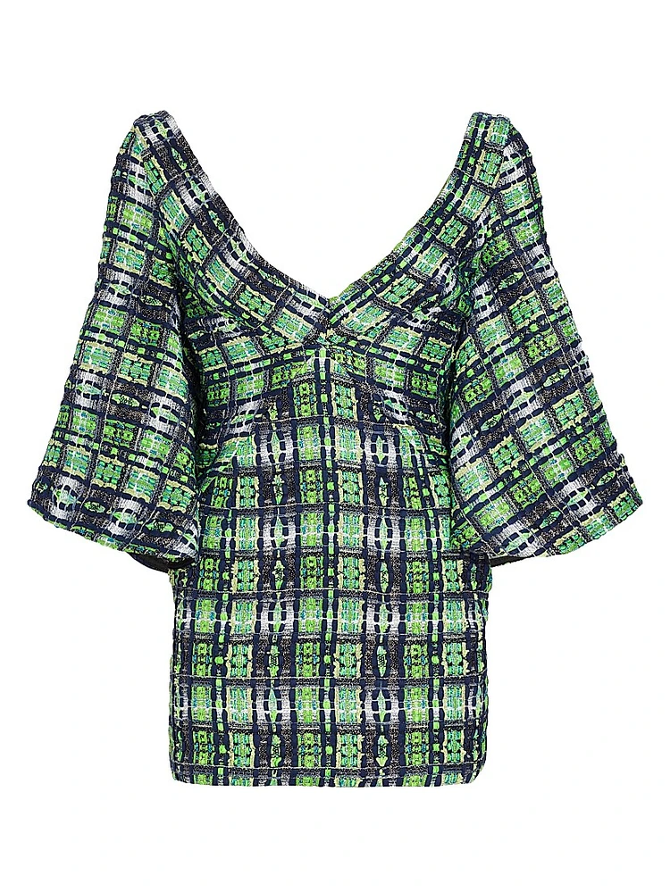 Plaid V-Neck Mini Dress