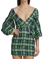 Plaid V-Neck Mini Dress