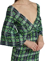 Plaid V-Neck Mini Dress
