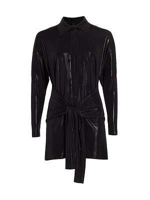 Tie-Front Mini Shirtdress