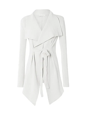 Draped Crepe Knit Tie-Front Jacket