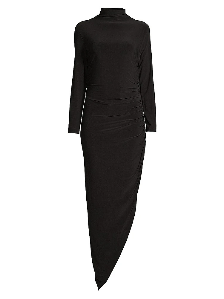 Draped Turtleneck Gown