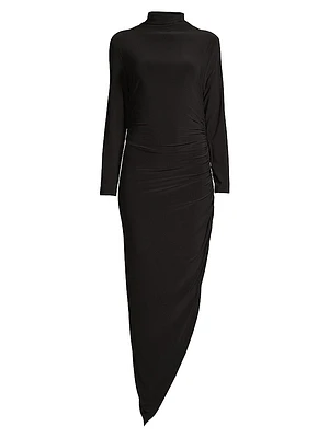 Draped Turtleneck Gown
