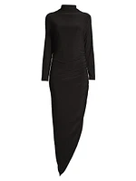 Draped Turtleneck Gown