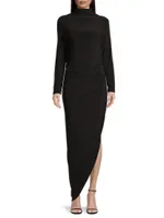 Draped Turtleneck Gown