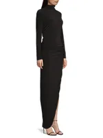 Draped Turtleneck Gown