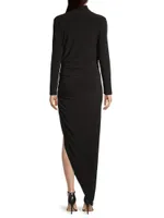 Draped Turtleneck Gown