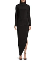 Draped Turtleneck Gown