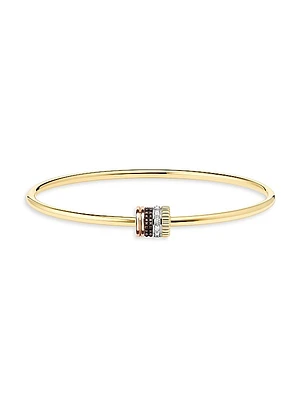 Quatre Classique Tri-Tone 18K Gold, 0.11 TCW Diamond, & PVD Bangle