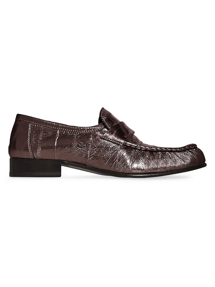 Metallic Eel Skin Loafers