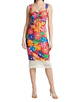 Aster Fringe Trim Midi-Dress