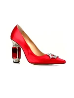 Aurum Satin Crystal-Embellished Pumps