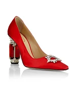 Aurum Satin Crystal-Embellished Pumps
