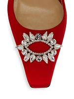 Aurum Satin Crystal-Embellished Pumps