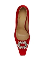 Aurum Satin Crystal-Embellished Pumps