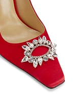 Aurum Satin Crystal-Embellished Pumps