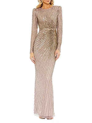 Embellished Knotted Column Gown