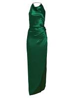 Elektra Gathered Silk Halter Gown