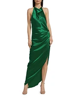 Elektra Gathered Silk Halter Gown