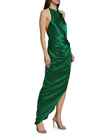 Elektra Gathered Silk Halter Gown