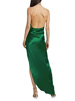 Elektra Gathered Silk Halter Gown