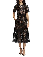 Prairie Guipure Lace Midi-Dress