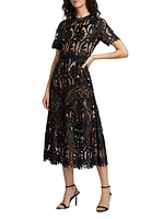 Prairie Guipure Lace Midi-Dress